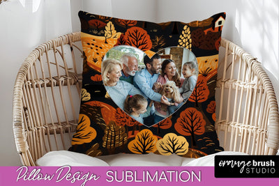 Autumn Photo Frame Pillow Sublimation - Add Your Picture Sublimation OrangeBrushStudio 