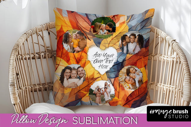 Autumn Photo Frame Pillow Sublimation - Add Your Picture Sublimation OrangeBrushStudio 