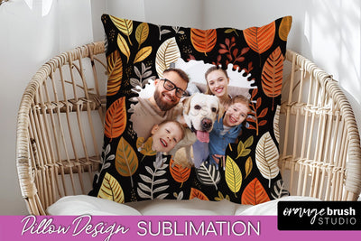 Autumn Photo Frame Pillow Sublimation - Add Your Picture Sublimation OrangeBrushStudio 