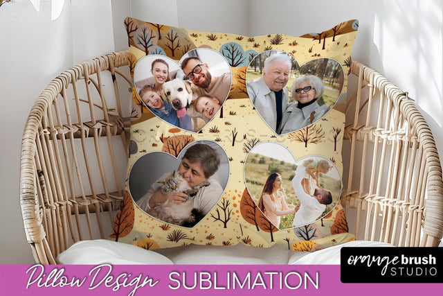 Autumn Photo Frame Pillow Sublimation - Add Your Picture Sublimation OrangeBrushStudio 