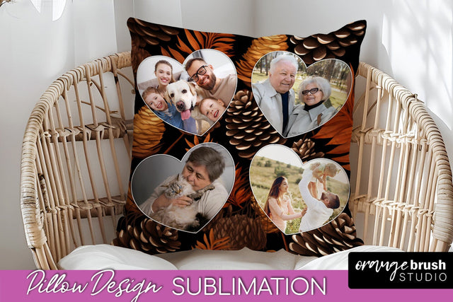 Autumn Photo Frame Pillow Sublimation - Add Your Picture Sublimation OrangeBrushStudio 