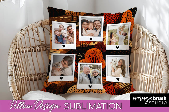 Autumn Photo Frame Pillow Sublimation - Add Your Picture Sublimation OrangeBrushStudio 