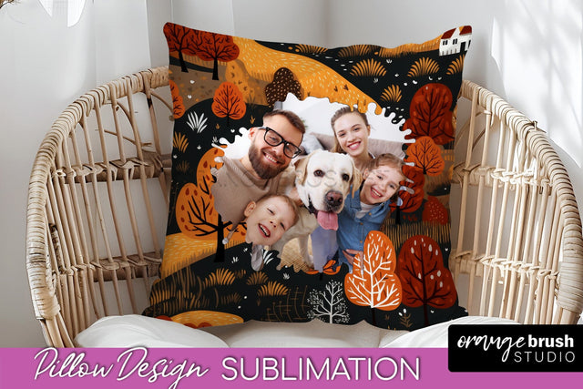 Autumn Photo Frame Pillow Sublimation - Add Your Picture Sublimation OrangeBrushStudio 