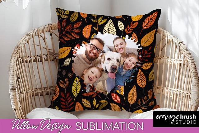 Autumn Photo Frame Pillow Sublimation - Add Your Picture Sublimation OrangeBrushStudio 