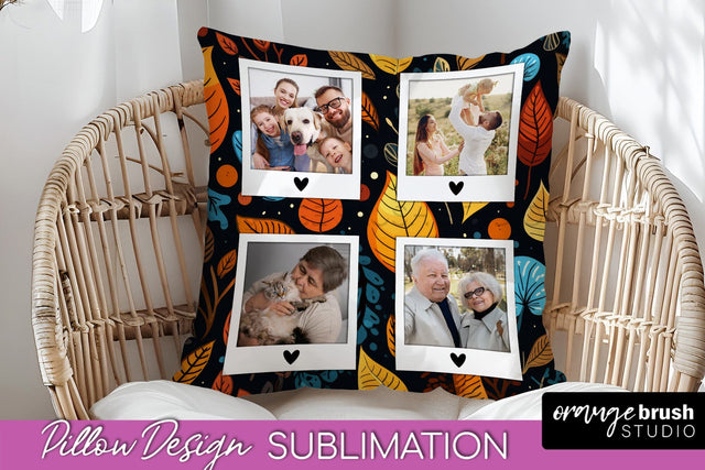 Autumn Photo Frame Pillow Sublimation - Add Your Picture Sublimation OrangeBrushStudio 