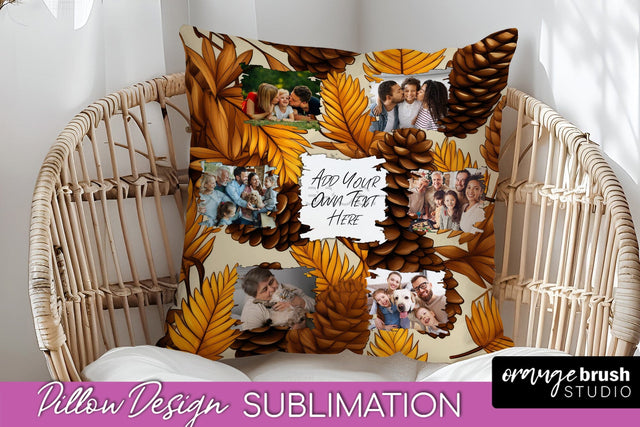 Autumn Photo Frame Pillow Sublimation - Add Your Picture Sublimation OrangeBrushStudio 