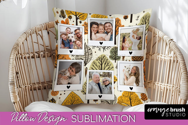 Autumn Photo Frame Pillow Sublimation - Add Your Picture Sublimation OrangeBrushStudio 