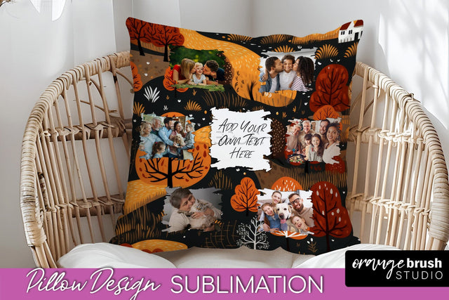 Autumn Photo Frame Pillow Sublimation - Add Your Picture Sublimation OrangeBrushStudio 