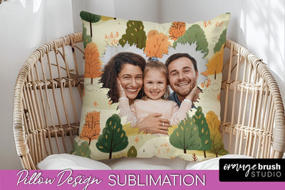Autumn Photo Frame Pillow Sublimation - Add Your Picture Sublimation OrangeBrushStudio 