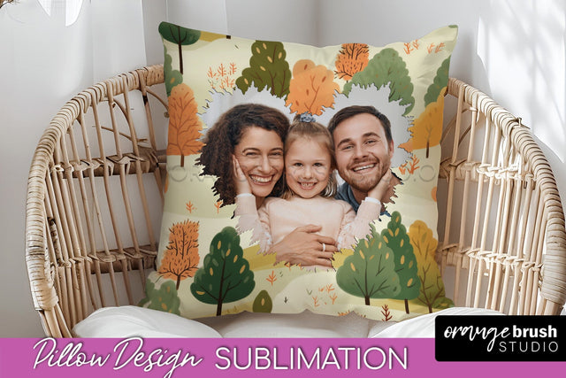 Autumn Photo Frame Pillow Sublimation - Add Your Picture Sublimation OrangeBrushStudio 