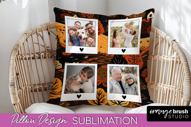 Autumn Photo Frame Pillow Sublimation - Add Your Picture Sublimation OrangeBrushStudio 