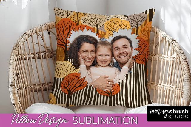 Autumn Photo Frame Pillow Sublimation - Add Your Picture Sublimation OrangeBrushStudio 