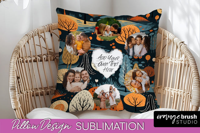 Autumn Photo Frame Pillow Sublimation - Add Your Picture Sublimation OrangeBrushStudio 