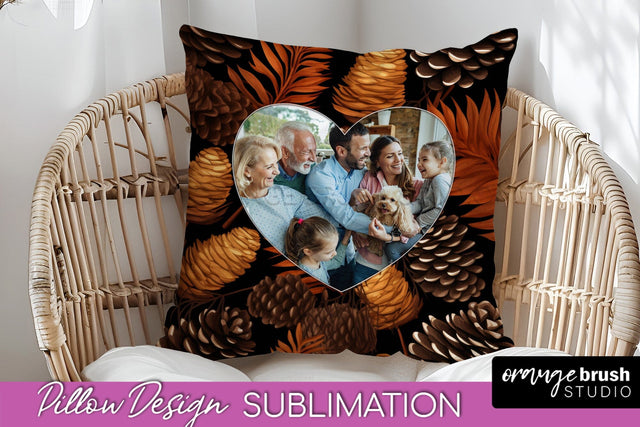 Autumn Photo Frame Pillow Sublimation - Add Your Picture Sublimation OrangeBrushStudio 