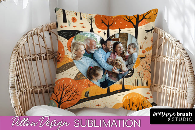 Autumn Photo Frame Pillow Sublimation - Add Your Picture Sublimation OrangeBrushStudio 