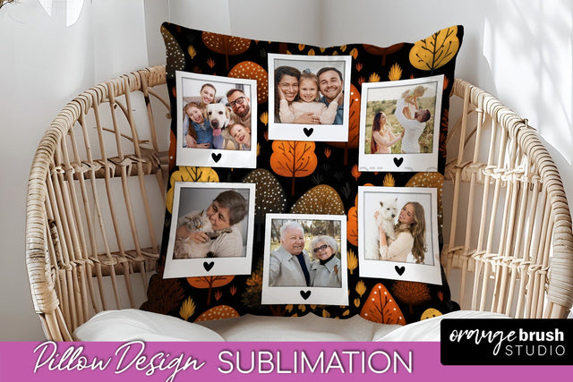 Autumn Photo Frame Pillow Sublimation - Add Your Picture Sublimation OrangeBrushStudio 