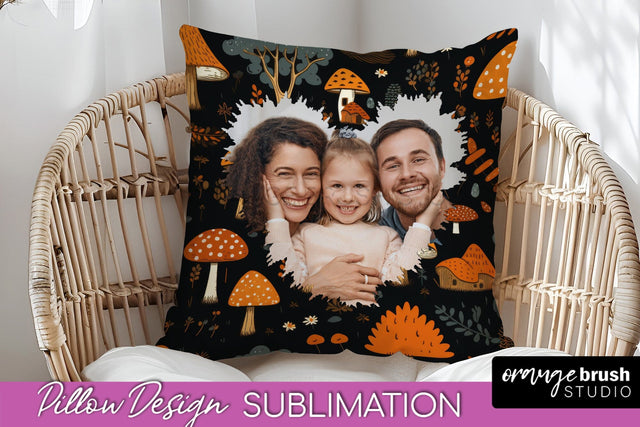 Autumn Photo Frame Pillow Sublimation - Add Your Picture Sublimation OrangeBrushStudio 