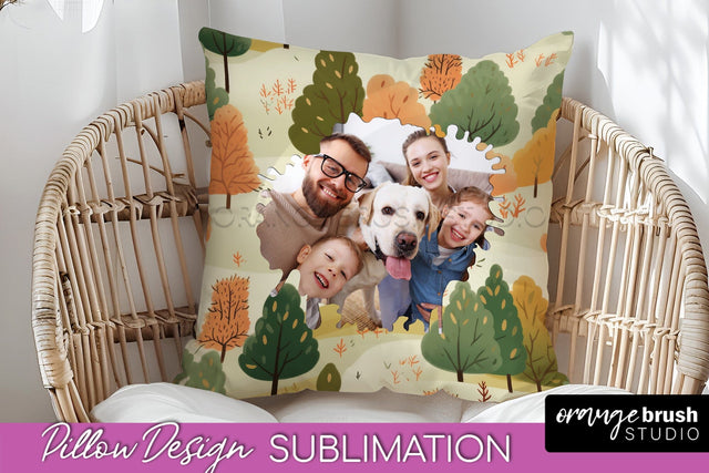 Autumn Photo Frame Pillow Sublimation - Add Your Picture Sublimation OrangeBrushStudio 