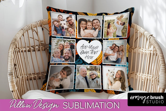Autumn Photo Frame Pillow Sublimation - Add Your Picture Sublimation OrangeBrushStudio 