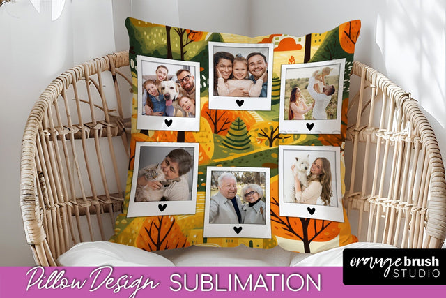 Autumn Photo Frame Pillow Sublimation - Add Your Picture Sublimation OrangeBrushStudio 