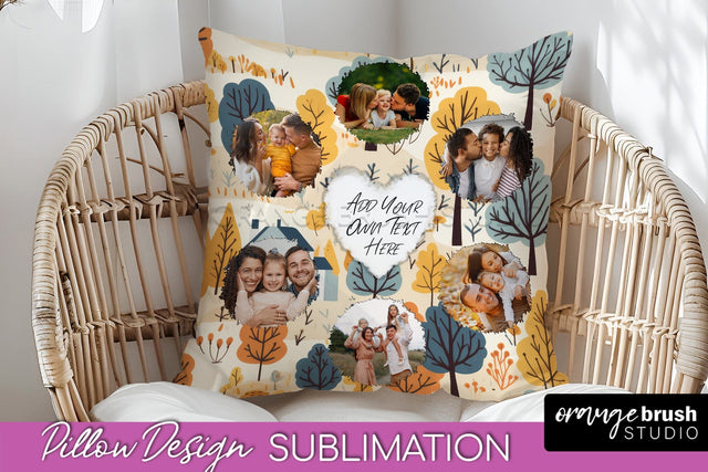 Autumn Photo Frame Pillow Sublimation - Add Your Picture Sublimation OrangeBrushStudio 