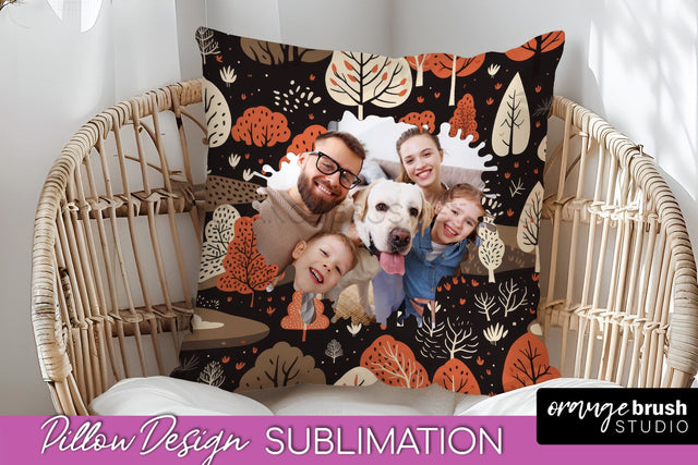 Autumn Photo Frame Pillow Sublimation - Add Your Picture Sublimation OrangeBrushStudio 