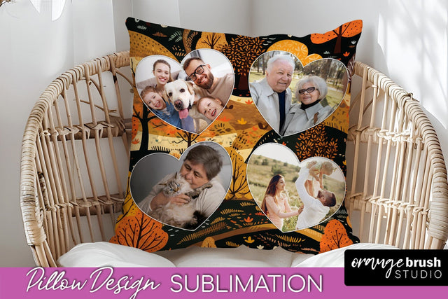Autumn Photo Frame Pillow Sublimation - Add Your Picture Sublimation OrangeBrushStudio 