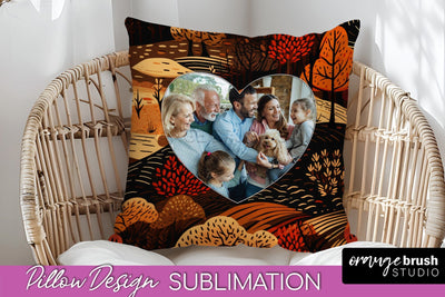Autumn Photo Frame Pillow Sublimation - Add Your Picture Sublimation OrangeBrushStudio 