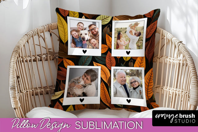 Autumn Photo Frame Pillow Sublimation - Add Your Picture Sublimation OrangeBrushStudio 