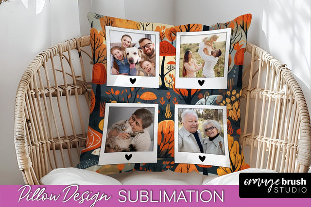 Autumn Photo Frame Pillow Sublimation - Add Your Picture Sublimation OrangeBrushStudio 