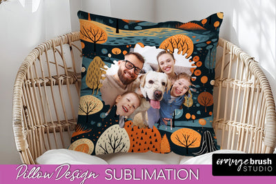 Autumn Photo Frame Pillow Sublimation - Add Your Picture Sublimation OrangeBrushStudio 