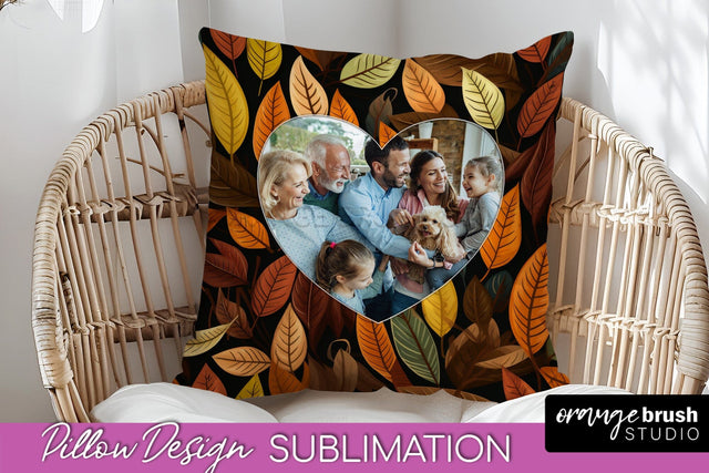 Autumn Photo Frame Pillow Sublimation - Add Your Picture Sublimation OrangeBrushStudio 