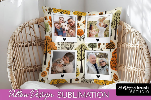 Autumn Photo Frame Pillow Sublimation - Add Your Picture Sublimation OrangeBrushStudio 