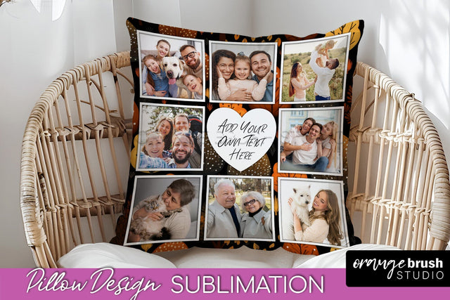 Autumn Photo Frame Pillow Sublimation - Add Your Picture Sublimation OrangeBrushStudio 