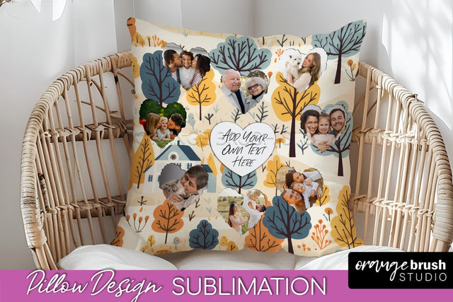 Autumn Photo Frame Pillow Sublimation - Add Your Picture Sublimation OrangeBrushStudio 