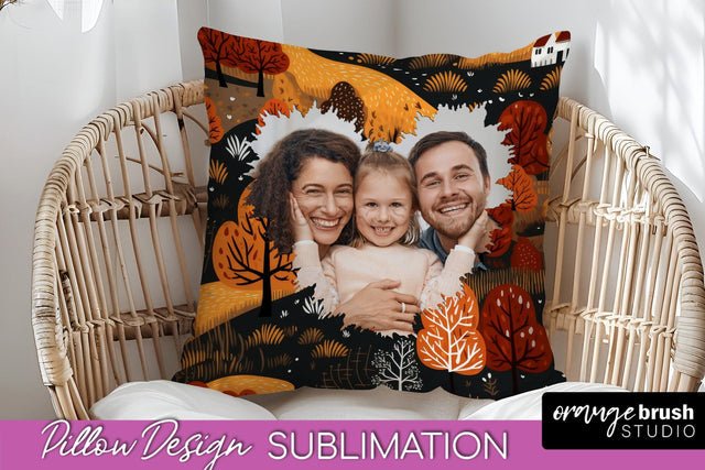 Autumn Photo Frame Pillow Sublimation - Add Your Picture Sublimation OrangeBrushStudio 