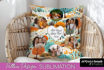 Autumn Photo Frame Pillow Sublimation - Add Your Picture Sublimation OrangeBrushStudio 