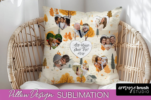 Autumn Photo Frame Pillow Sublimation - Add Your Picture Sublimation OrangeBrushStudio 