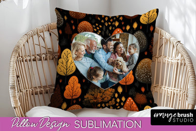 Autumn Photo Frame Pillow Sublimation - Add Your Picture Sublimation OrangeBrushStudio 