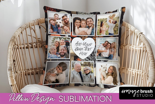 Autumn Photo Frame Pillow Sublimation - Add Your Picture Sublimation OrangeBrushStudio 