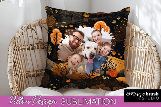 Autumn Photo Frame Pillow Sublimation - Add Your Picture Sublimation OrangeBrushStudio 
