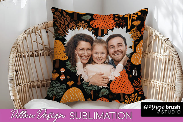 Autumn Photo Frame Pillow Sublimation - Add Your Picture Sublimation OrangeBrushStudio 