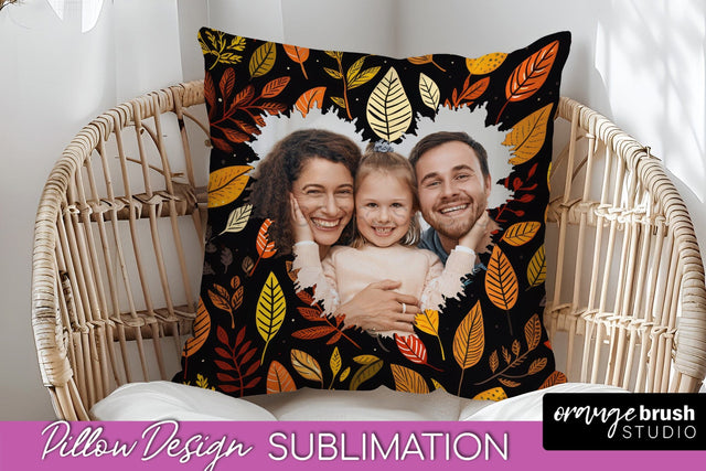 Autumn Photo Frame Pillow Sublimation - Add Your Picture Sublimation OrangeBrushStudio 