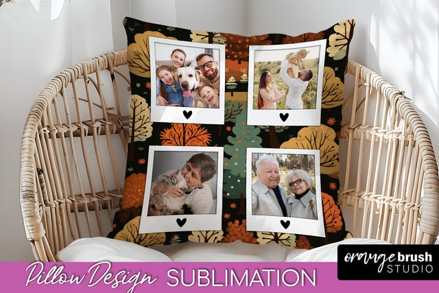 Autumn Photo Frame Pillow Sublimation - Add Your Picture Sublimation OrangeBrushStudio 