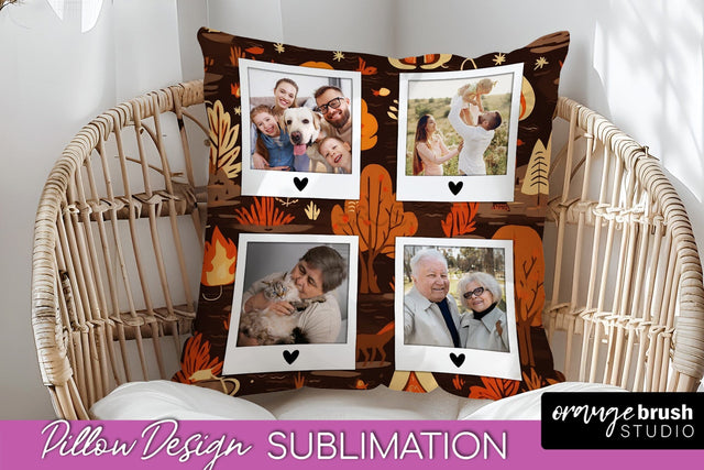 Autumn Photo Frame Pillow Sublimation - Add Your Picture Sublimation OrangeBrushStudio 