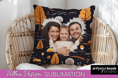 Autumn Photo Frame Pillow Sublimation - Add Your Picture Sublimation OrangeBrushStudio 