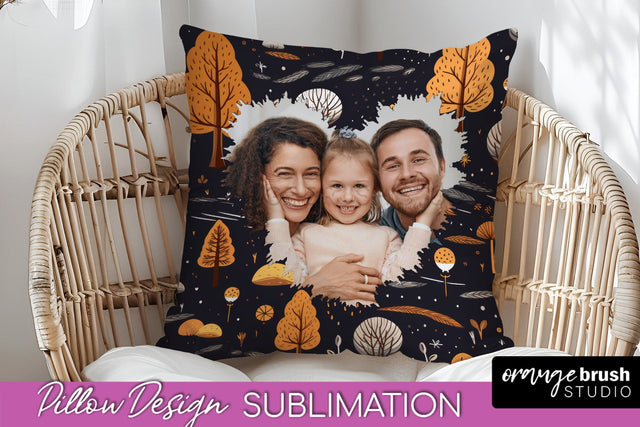 Autumn Photo Frame Pillow Sublimation - Add Your Picture Sublimation OrangeBrushStudio 