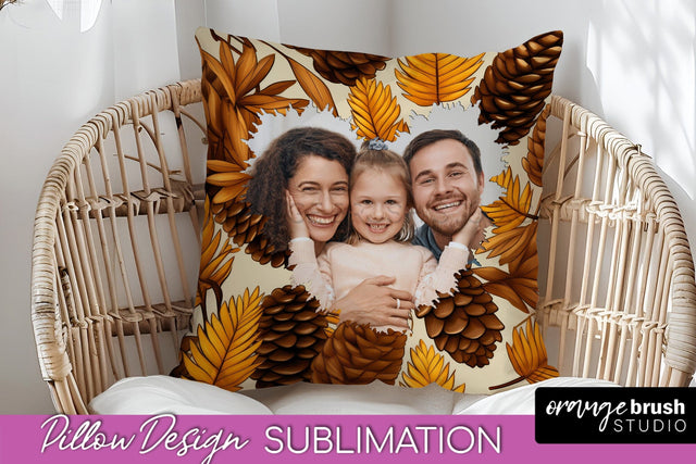 Autumn Photo Frame Pillow Sublimation - Add Your Picture Sublimation OrangeBrushStudio 