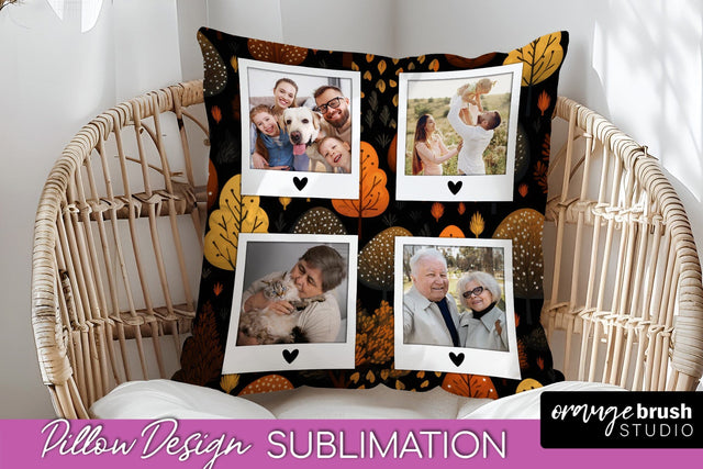 Autumn Photo Frame Pillow Sublimation - Add Your Picture Sublimation OrangeBrushStudio 