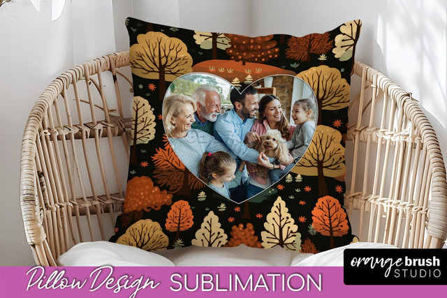Autumn Photo Frame Pillow Sublimation - Add Your Picture Sublimation OrangeBrushStudio 